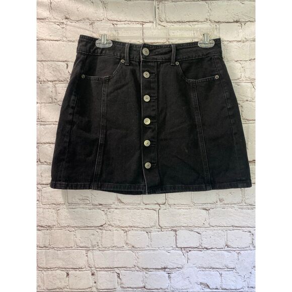 American Eagle black denim button down skirt size 4 - Picture 1 of 7